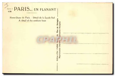 Notre-Dame w Paryżu — Szczegół fasady południowej — Wydawnictwo Art YVON — Rewers