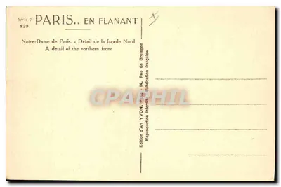Notre-Dame w Paryżu — Szczegółowy widok fasady północnej — Wydawnictwo YVON — Rewers