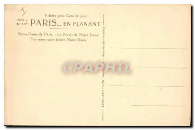 Notre-Dame w Paryżu — Parvis Notre-Dame — Wydawnictwo Art YVON, seria 7 nr 137 — Rewers