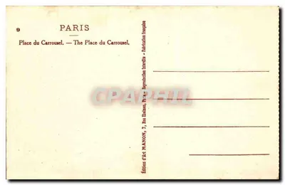 Place du Carrousel — Paris — Éditions d'Art Manon, n°9 — Verso