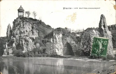 Bilhete postal antigo Paris Les Buttes Chaumont