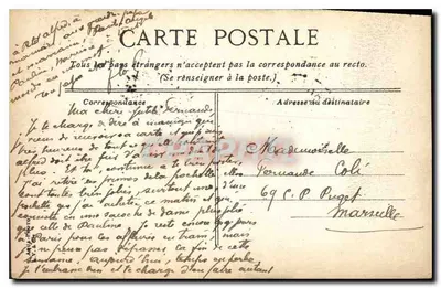 Parque Monceau. A Colunata — vista das ruínas colonnadas cercando uma lagoa, com três crianças em traje da época — editor L.V.&C., n° 708 — Verso