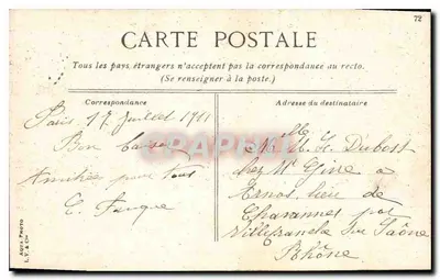 Château de Vincennes — vue générale — éditeur inconnu, n° 72 — Verso