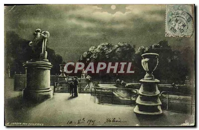 O Jardim das Tuileries — vista noturna com estátuas — Raphael Turk & Fils, n° 12