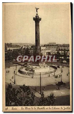 Paryż — Plac Bastilli i Kolumna Lipca — Wydawca C. Ch. des Arts Photomécaniques, Strasbourg
