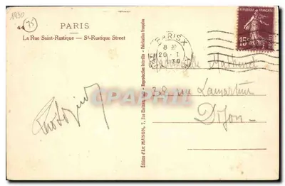Rua Saint-Rustique — Paris — editor Manon, n°73 — Verso