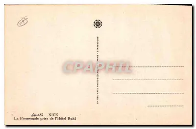 Promenada w Nicei — widok z Hotele Ruhl — C.A.P. — n°487 — Rewers