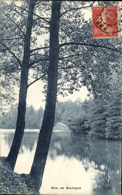 Bilhete postal antigo Bois de Boulogne