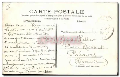 Bilhete postal antigo Bois de Boulogne — Verso