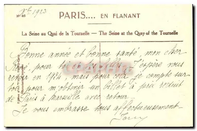 Notre-Dame de Paris — A Seine no Quai de la Tournelle — Yvon — Verso
