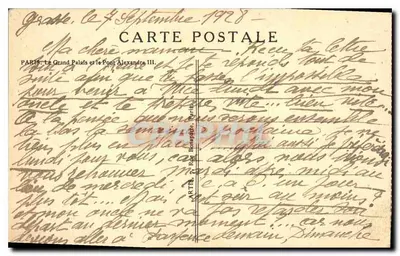 Paris — Le Grand Palais et le Pont Alexandre III — éditeur A. A. (n° de série non visible) — Verso