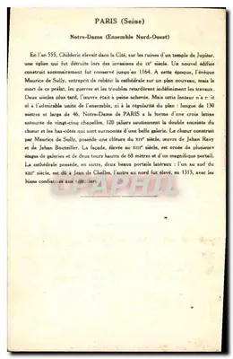 Parigi (Seine) — Cattedrale di Notre-Dame (Gruppo Nord-Ovest) — Collezione Kolarsine e Soluzione Pautaubege, 4a serie — Verso