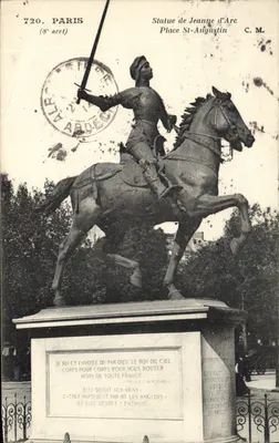 Statua Jeannej d'Arc na koniu — Place Saint-Augustin — C.M. (720)