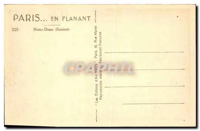 Notre-Dame w Paryżu — oświetlona — Wydawnictwo Art YVON, n°220 — Rewers