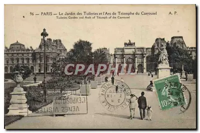 Paris — O Jardim das Tuileries e o Arco do Triunfo do Carrousel — A. P. n° 96
