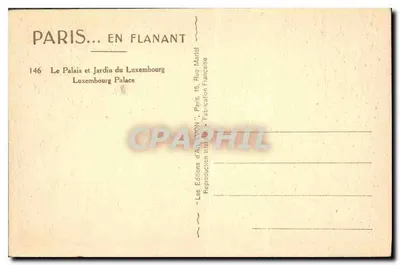 Palais et Jardin du Luxembourg — Paris — Éditions d'Art Martel — Verso