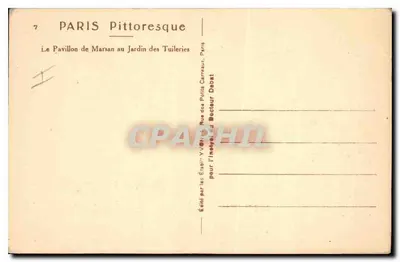 Pavillon de Marsan au Jardin des Tuileries — Paris — Édité par les Établissements Yvot — Verso