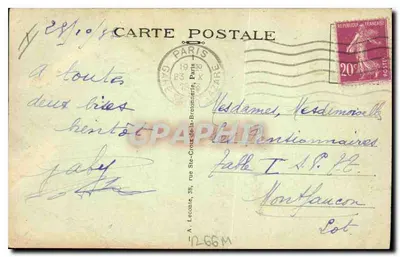 Paryż - Buttes-Chaumont — Most z cegły — A. L. nr 1772 — Rewers