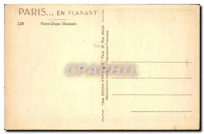 Notre-Dame de Paris — iluminada — Les Éditions d'Art Marial, Paris — Verso