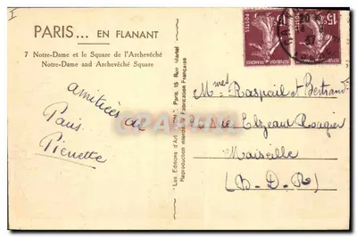 Notre-Dame w Paryżu — widok z Seiny — Les Éditions d'Art Lyon — Rewers