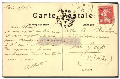 Paryż — Plac i Katedra Świętego Augustyna — A. P. Paryż, nr 19 — Rewers