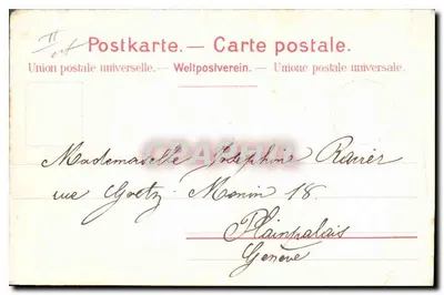 Femme en robe rouge étendant du linge — scène de campagne — éditeur 'GRAPHI' (verso) — Verso