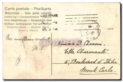 Cabras e pintos — Páscoa — Carta postal da União Postal Universal — Verso
