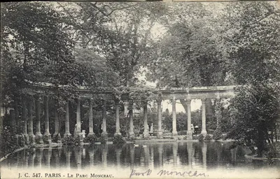 Paris - Le Parc Monceau — vue du bassin et du portique — J. C. 547