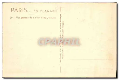 Place de la Concorde — ogólny widok — Les Éditions de la Rue de Bretagne, Paryż — Rewers