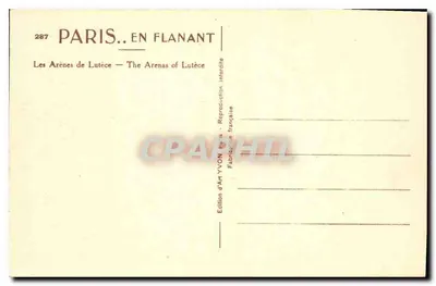 As Arenas de Lutèce — Paris. Em Passeio — Edição de Arte YVON — Verso