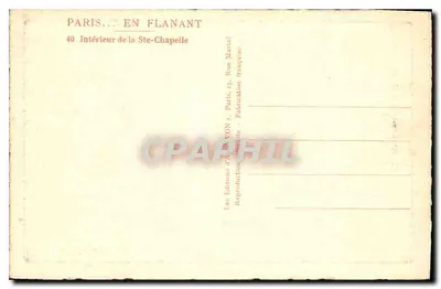 Interior de la Ste-Chapelle — París — Edición d'Art VON — Reverso
