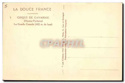 Wielka Kaskada — Cirque de Gavarnie (Hautes-Pyrénées) — Les Éditions d'Art Yvonne, Paryż — Rewers
