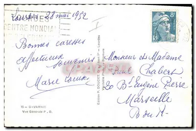 Vista de Gavarnie — Montanhas dos Pirineus — Edição P. Doucet, Gavarnie — Verso