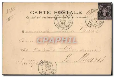 Stara pocztówka Cauterets Ogólny widok Karta 1899 — Rewers