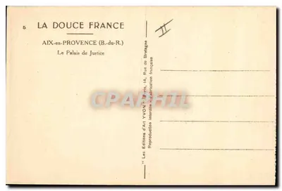 Aix-en-Provence — Il Palazzo di Giustizia — Le Éditions d'Art YVON, Parigi — Verso