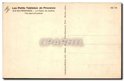 Aix-en-Provence — O Palácio de Justiça — Editor Móna, série SE.112 — Verso