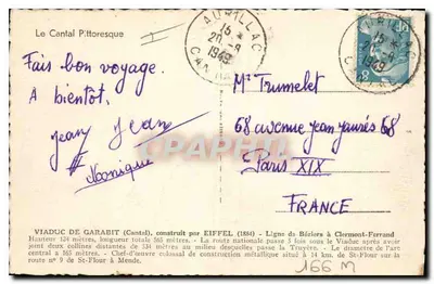 Wjazd Garabit — Cantal — wydawca C. P. (Kantonalny) n° 166 — Rewers