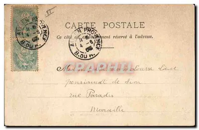 Arredores de Aix-en-Provence — Roquefeuille, saída da Estação — C. Martinet, editor — Verso