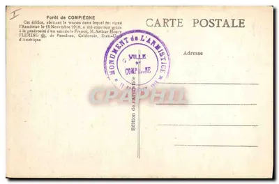Monumento da Renderição em Compiègne — Floresta de Compiègne — L'H. Paris — Verso