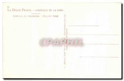Zamek Chambord — Façada Północna — Wydawnictwo Art YVON, Francja — Rewers