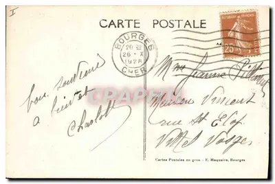 Bourges — Plac ulicy Dun — Wejście — Wydawca E. Maquaire — Rewers