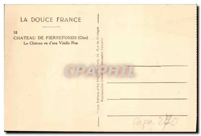 Zamek w Pierrefonds (Oise) — widok z starej ulicy — Les Éditions d'Art Yvcon, Paryż — Rewers