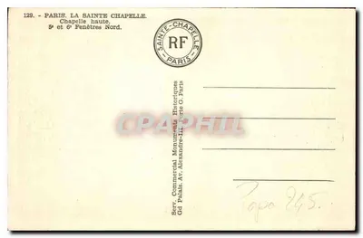 Paris. A Santa Capela — 5ª e 6ª janelas norte — editor Serv. Comercial Monuments Historiques — Verso