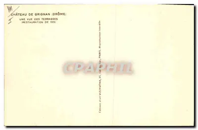 Castelo de Grignan — Visão das Terras — Edições de Arte Vizzavona, Paris — Verso