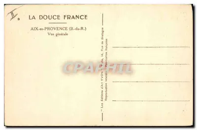 Aix-en-Provence — Vista geral — Edições de Aix YVON — Verso