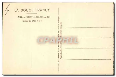 Aix-en-Provence — Statua del Re René — Edizioni d'Arte YVON, Parigi — Verso