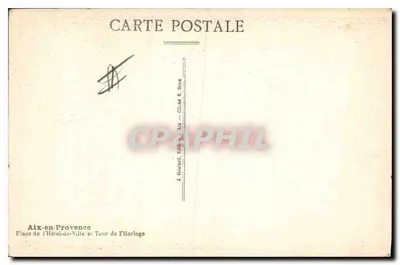 Aix-en-Provence — Plac Hotele Miasta i Wieża Zegarowa — J. Goulard, Wydawca Aix — Rewers