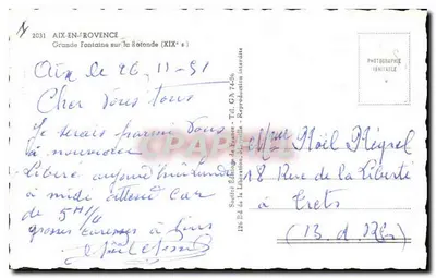 Aix-en-Provence — Duża Fontanna na Rotondzie — Spółka Wydawnictwo Francji — Rewers