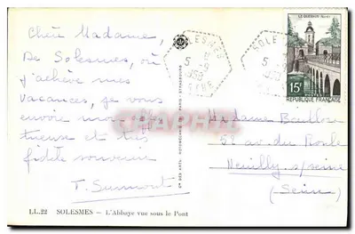 Solemes — Abpia widziana pod mostem — C° des Arts, Paris — Rewers