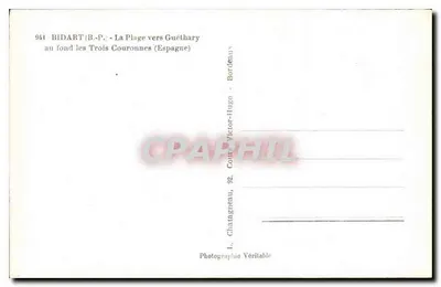 Bidart (B.P.) - A Praia em direção a Guéthary no fundo as Três Coroas (Espanha) — Editor Elcé — Verso